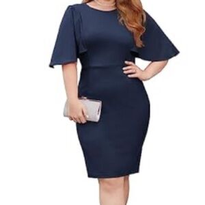 Grace Karin Navy Cape  Dress